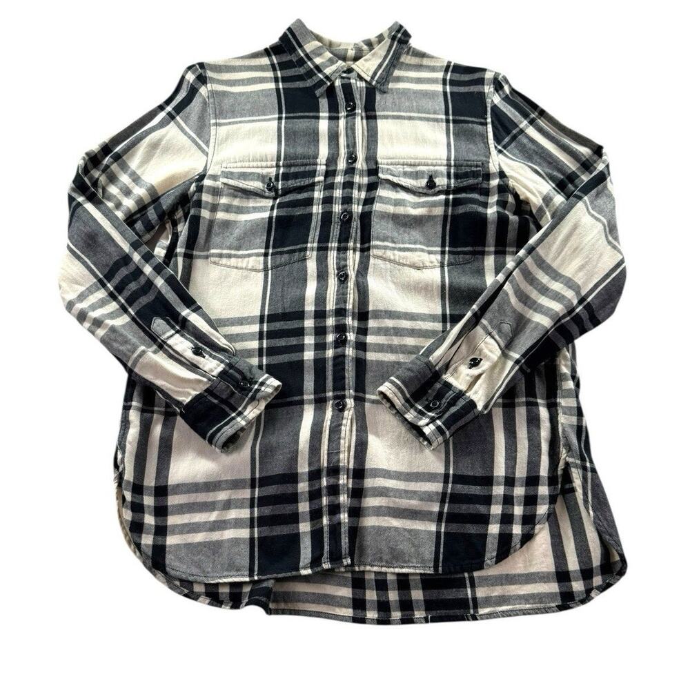Denim & Supply Ralph Lauren Plaid Button Up Shirt Womens M Black Preppy Cotton